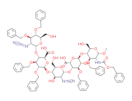 methyl O-(2-azido-3,4-di-O-benzyl-2-deoxy-α-D-glucopyranosyl)-(1→4)-O-(2,3-di-O-benzyl-β-D-glucopyranosyl uronic acid)-(1→4)-O-(2-azido-2-deoxy-α-D-glucopyranosyl)-(1→4)-O-(3-O-benzyl-α-L-idopyranosyluronic acid)-(1→4)-2-benzyloxy carbonylamino-3-benzyl-2-deoxy-α-D-glucopyranoside
